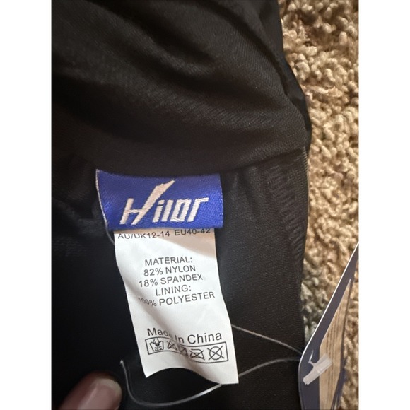 Holler Women's One Piece Black Bathing Suit Sz Medium Sheer Mesh Stripes NWT - Picture 5 of 6